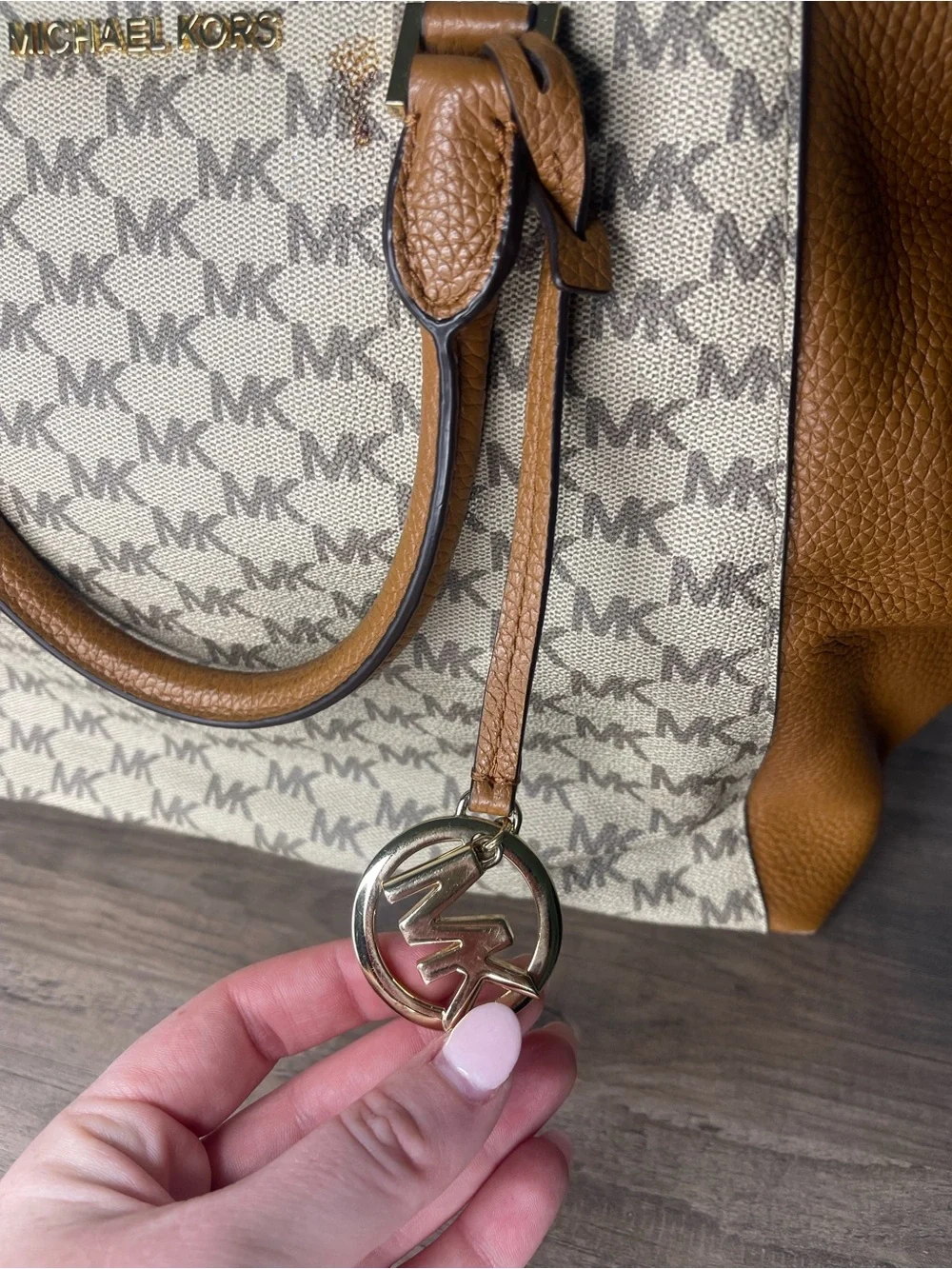 Michael Kors Nolita Brown Logo Satchel Handbag purse